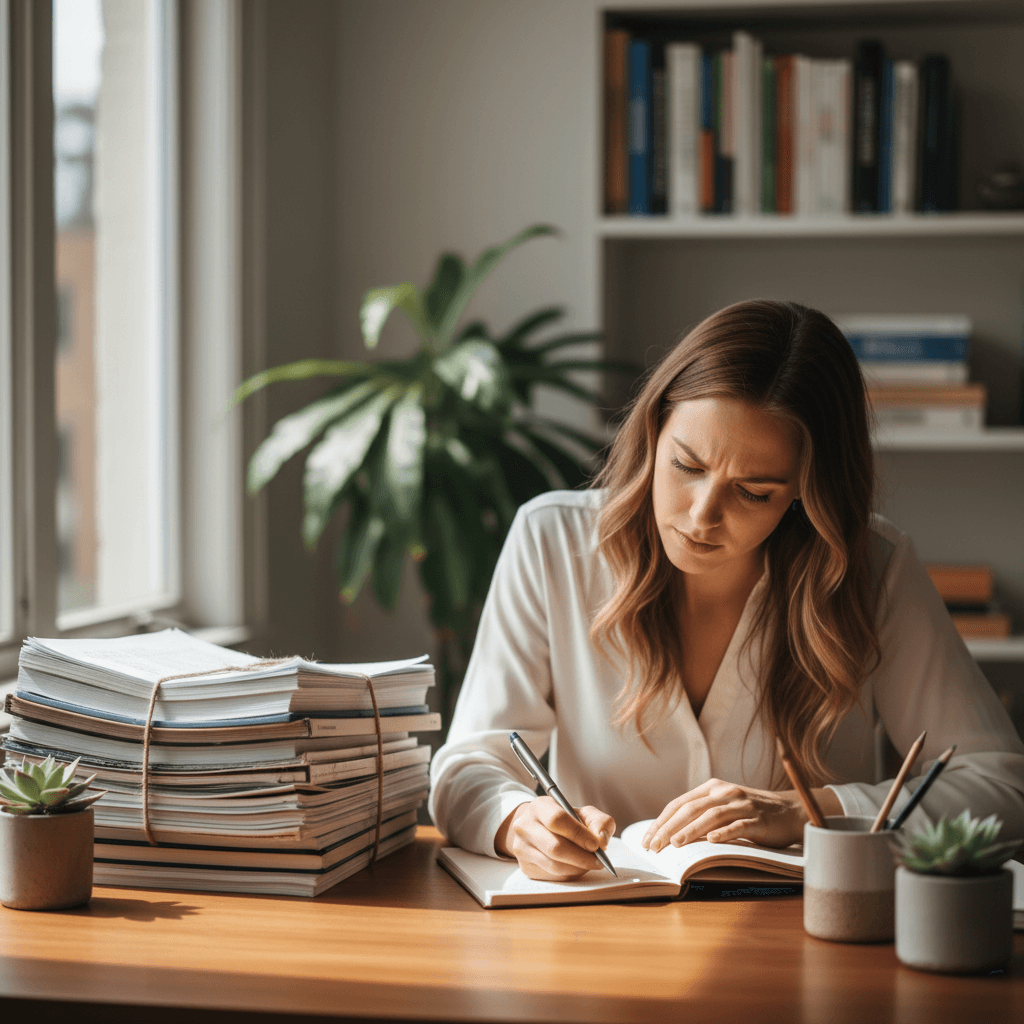 Woman researching health supplements and brain health studies